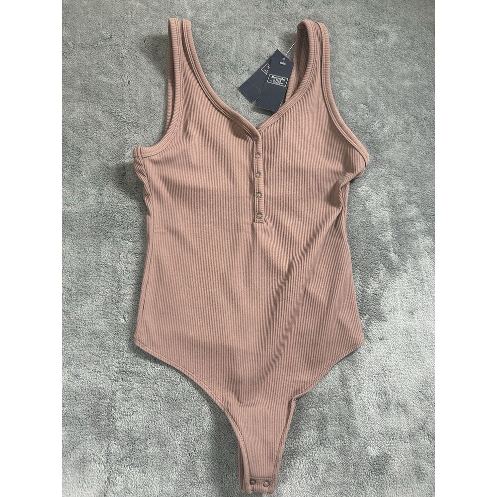 Abercrombie Fitch Womens Body Suit Small Taupe Stretch $45.00 NEW 142